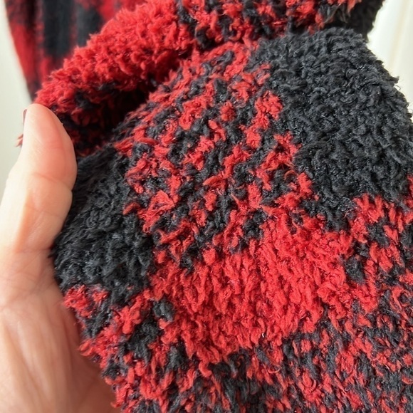 NWT SKIMS Cozy Knit Unisex Lounge Set - Brick Buffalo Check Oversized SET S/M - Picture 6 of 15